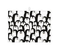 Tappetino scolapiatti grande per bancone della cucina, in microfibra, assorbente, per bancone della cucina, motivo: pinguino dei cartoni animati, 45,7 x 61 cm, con anello per appendere