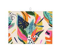 Tappetino scolapiatti grande per bancone della cucina, in microfibra, assorbente, per bancone della cucina, motivo giungla floreale, 45 x 61 cm, con anello per appendere