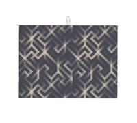 Tappetino scolapiatti grande per bancone della cucina, in microfibra, assorbente, per bancone della cucina, motivo geometrico a labirinto, 45 x 61 cm, con anello per appendere