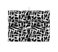 Tappetino scolapiatti grande per bancone della cucina, in microfibra, assorbente, per bancone della cucina, motivo a linee bianche e nere, 45,7 x 61 cm, con anello per appendere