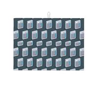 Tappetino scolapiatti grande per bancone della cucina, in microfibra, assorbente, per bancone della cucina, motivo calcolatrice matematica, 45 x 61 cm, con anello per appendere