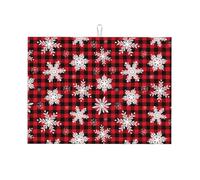 Tappetino scolapiatti grande per bancone della cucina, in microfibra, assorbente, per bancone della cucina, motivo fiocchi di neve, 45 x 61 cm, con anello per appendere