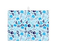 Tappetino scolapiatti grande per bancone della cucina, in microfibra, assorbente, per bancone della cucina, righello con stampa matematica, 45 x 61 cm, con anello per appendere