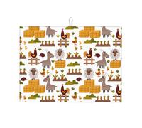 Tappetino scolapiatti grande per bancone della cucina, in microfibra, assorbente, per bancone della cucina, con pecora, pollo, carota, riccio, anatra, 45 x 61 cm, con anello per appendere