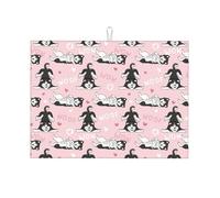Tappetino scolapiatti grande per bancone della cucina, in microfibra, assorbente, per bancone della cucina, simpatico e divertente Husky Woof, 45,7 x 61 cm, con anello per appendere