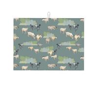 Tappetino scolapiatti grande per bancone della cucina, in microfibra, assorbente, per bancone della cucina, dipinto di verde capra, 45 x 61 cm, con anello per appendere