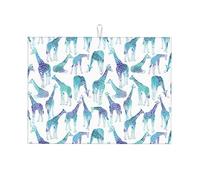 Tappetino scolapiatti grande per bancone della cucina, in microfibra, assorbente, per bancone della cucina, motivo: giraffa, 45 x 61 cm, con anello per appendere
