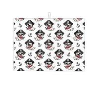 Tappetino scolapiatti grande per bancone della cucina, in microfibra, assorbente, tappetino per scolapiatti per cucina, cucciolo di pirata, 45,7 x 61 cm, con anello per appendere