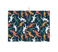 Tappetino scolapiatti grande per bancone della cucina, in microfibra assorbente, tappetino scolapiatti per cucina, tappetino da cucina con lucertola, geco multicolore, 45,7 x 61 cm, con anello per