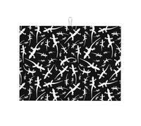 Tappetino scolapiatti grande per bancone della cucina, in microfibra assorbente, tappetino scolapiatti per cucina, simpatico geco lucertola bianco nero 45,7 x 61 cm scolapiatti con anello per