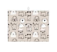 Tappetino scolapiatti grande per bancone della cucina, in microfibra assorbente, tappetino scolapiatti per cucina, stampa cuccioli, 45 x 61 cm, con anello per appendere