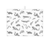 Tappetino scolapiatti grande per bancone della cucina, in microfibra, assorbente, tappetino scolapiatti per cucina, lucertola, serpente, tartaruga, coccodrillo, 45,7 x 61 cm, con anello per appendere