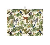 Tappetino scolapiatti grande per bancone della cucina, tappetino assorbente in microfibra per scolapiatti da cucina, animali della giungla, 45,7 x 61 cm, con anello per appendere