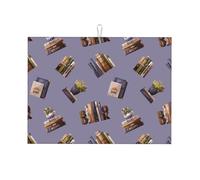 Tappetino scolapiatti grande per bancone della cucina, tappetino assorbente in microfibra per scolapiatti da cucina, per amanti dei libri, piante, stampa di lettura, 45,7 x 61 cm, con anello per