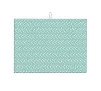 Tappetino scolapiatti grande verde con motivo stampato a pois e geometria reticolare, grande 18 x 24 pollici