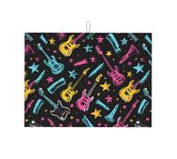 Tappetino Scolapiatti Guitar Stars 41x46cm Tappetini per Lavello da cucina | Resistente al Calore Tappetino Lavello Cucina Antiscivolo Tappetini per Posate per Piatti vetro Cucina