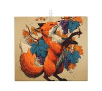 Tappetino scolapiatti HHGFASD The Grape-Picking Fox modello ultra assorbente, reversibile ed elegante tappetino da cucina