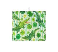 Tappetino scolapiatti in alligatore verde per bancone della cucina, tappetino assorbente con ninfee tropicali, tappetino in microfibra divertente per l'estate, per proteggere bar, 40,6 x 45,7 cm