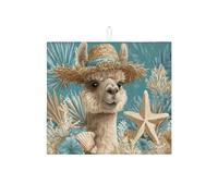 Tappetino scolapiatti in alpaca per bancone della cucina, in stile spiaggia costiera, assorbente, tappetino scolapiatti in microfibra oceano estivo per proteggere il bancone della cucina, 40,6 x 45,7