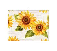 Tappetino scolapiatti in carta con girasole vintage, assorbente, per bancone della cucina, tappetino per giornale, caffè, protezione con anello per appenderlo, 45,7 x 61 cm