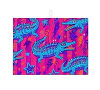 Tappetino scolapiatti in coccodrillo blu per bancone della cucina, divertente stampa animalier, assorbente, tappetino scolapiatti moderno in microfibra per bar, 45,7 x 61 cm