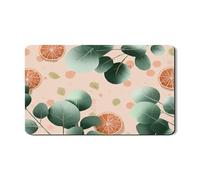 Tappetino scolapiatti in gomma assorbente con foglie di eucalipto e arancia, tappetino scolapiatti per cucina, tappetino scolapiatti in pelle PU floreale primaverile per bar, 30,5 x 50,8 cm