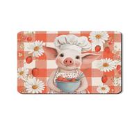 Tappetino scolapiatti in gomma assorbente con motivo a maialino, per la decorazione della cucina, motivo floreale astratto, per la primavera e l'estate, 30,5 x 50,8 cm