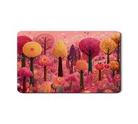 Tappetino scolapiatti in gomma assorbente con motivo albero colorato con foresta autunnale, tappetino scolapiatti in pelle PU per bancone della cucina, 30,5 x 50,8 cm