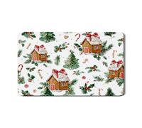 Tappetino scolapiatti in gomma assorbente per bancone della cucina, motivo casa di pan di zenzero, tappetino scolapiatti invernale in pelle sintetica per bar, 30,5 x 50,8 cm