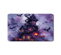 Tappetino scolapiatti in gomma assorbente per bancone della cucina, motivo: casa infestata di Halloween, tappetino scolapiatti in gomma assorbente viola per autunno in pelle PU, 30,5 x 50,8 cm