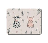 Tappetino scolapiatti in gomma assorbente per cucina, motivo: animali della fattoria, con mucca e maiale, tappetino scolapiatti rustico in pelle PU per bar 45,7 x 61 cm