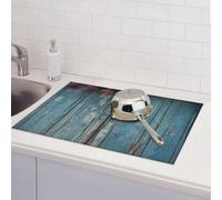 Tappetino scolapiatti in legno blu vintage per bancone della cucina, assorbente in microfibra, tappetino scolapiatti reversibile lavabile, 45,7 x 61,7 cm, per decorare la casa, la cucina, la sala da