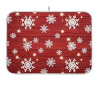 Tappetino scolapiatti in legno con fiocchi di neve, 45,7 x 61 cm, reversibile, tappetino scolapiatti da cucina