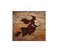 Tappetino scolapiatti in legno con sagoma di strega per bancone della cucina, tappetino assorbente rustico per Halloween, tappetino scolapiatti medievale in microfibra per decorazione bancone della