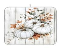 Tappetino scolapiatti in legno di zucca bianca, 45,7 x 61,7 cm, assorbente, tappetino scolapiatti protettivo, per cucina, asciugatura rapida