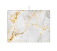 Tappetino scolapiatti in marmo per bancone della cucina, elegante venatura dorata in marmo assorbente, tappetino scolapiatti in microfibra di lusso per decorazione bancone della cucina, 45,7 x 61 cm