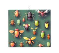 Tappetino scolapiatti in microfibra, 45,7 x 40,6 cm, super assorbente per bancone della cucina, utensili da cucina con atlante degli insetti
