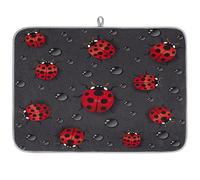 Tappetino scolapiatti in microfibra a forma di coccinella, assorbente, per cucina, cucchiaio, piatto di vetro, 40,6 x 45,7 cm