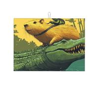 Tappetino scolapiatti in microfibra a forma di coccodrillo, grande, riutilizzabile, lavabile, per accessori da cucina, 45,7 x 61 cm