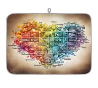 Tappetino scolapiatti in microfibra a forma di cuore colorato con tavola periodica assorbente per scolapiatti per cucchiaio da cucina piatto di vetro 45,7 x 60,9 cm