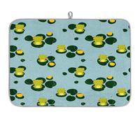 Tappetino scolapiatti in microfibra a forma di rana, con simpatici animali, assorbente, scolapiatti per cucina, cucchiaio, piatto di vetro, 40,6 x 45,7 cm