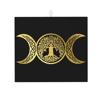 Tappetino scolapiatti in microfibra assorbente con motivo "Triple Moon Goddess Wiccan Tree Of Life", 40,6 x 45,7 cm, per piano di lavoro da cucina, multiuso, per scolapiatti da lavello