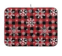 Tappetino scolapiatti in microfibra assorbente per bancone della cucina, motivo natalizio con fiocco di neve, grande, 46 x 60 cm
