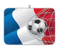 Tappetino scolapiatti in microfibra con bandiera del calcio francese, tappetino assorbente per scolapiatti per cucchiaio da cucina, piatto di vetro, 40,6 x 45,7 cm