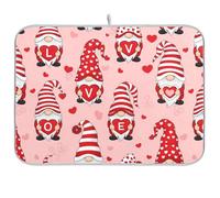 Tappetino scolapiatti in microfibra con cuore di San Valentino, reversibile, 45,7 x 61 cm