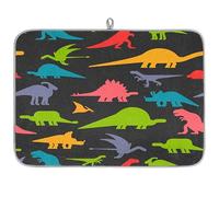 Tappetino scolapiatti in microfibra con dinosauro colorato Dino Cartoon assorbente scolapiatti stuoie per cucina cucchiaio piatto di vetro 45,7 x 60,9 cm