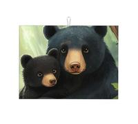 Tappetino scolapiatti in microfibra con due orsi neri che si abbracciano l'un l'altro, riutilizzabile, lavabile, per accessori da cucina, 45,7 x 61 cm