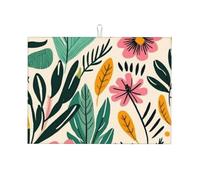 Tappetino scolapiatti in microfibra con fiori di forma anormale, riutilizzabile, lavabile, per accessori da cucina, 45,7 x 61 cm