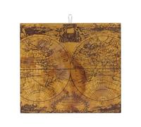 Tappetino scolapiatti in microfibra con mappa vintage, per bancone della cucina, super assorbente, tappetino scolapiatti lavabile in lavatrice, 40,6 x 45,7 cm