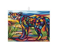 Tappetino scolapiatti in microfibra con mosaico di un gatto grande, in vetro, riutilizzabile, lavabile, per accessori da cucina, 45,7 x 61 cm